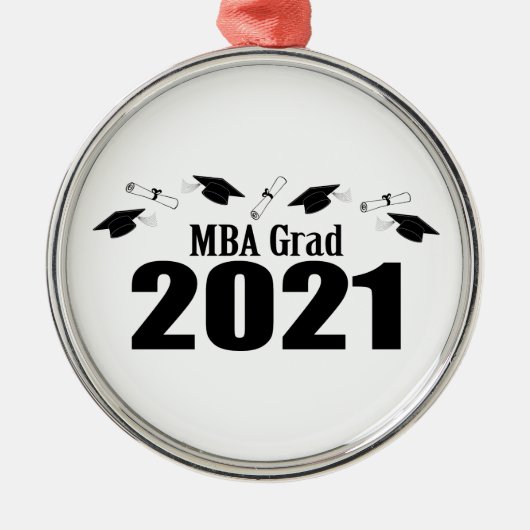 MBA Afstudeerder 2021 Petten en diploma's (zwart) Metalen Ornament (Voorkant)