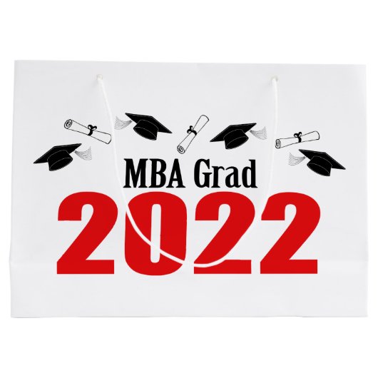 MBA Afstudeerder 2022 Afstuderen Gift Bag (rood) Groot Cadeauzakje (Achterkant)