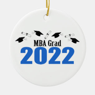 MBA Afstudeerder 2022 Petten en diploma's (blauw) Keramisch Ornament