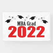 MBA Afstudeerder 2022 Petten en diploma's (rood) Spandoek (Horizontaal)