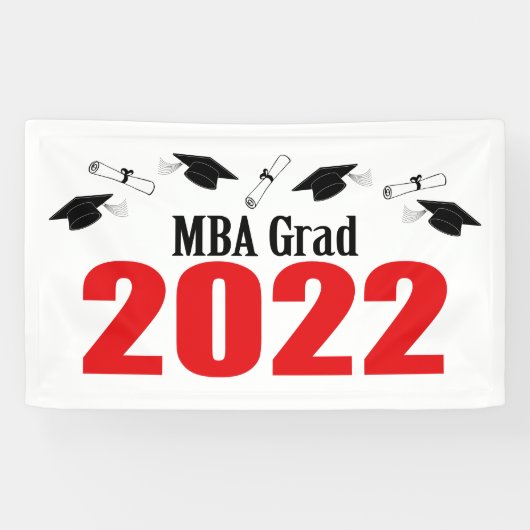 MBA Afstudeerder 2022 Petten en diploma's (rood) Spandoek (Horizontaal)