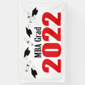 MBA Afstudeerder 2022 Petten en diploma's (rood) Spandoek (Verticaal)