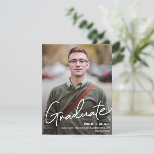 MBA bedrijf Afstuderen Aangepaste fotonaam Aankondiging (Staand voorkant)