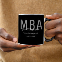 MBA Black Grey White Date Name Afstuderen Grage