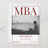 MBA degree White Burgundy Photo Graduparty Kaart (Voorkant)