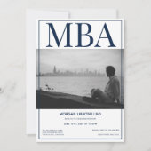 MBA-graad White Blue Photo Graduparty Kaart (Voorkant)