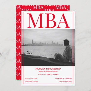 MBA-graad White Red Photo Graduparty Kaart