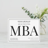 MBA graad Zwarte Witte GraduPartij Uitnodiging (Staand voorkant)