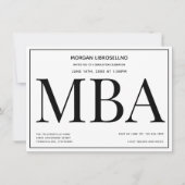 MBA graad Zwarte Witte GraduPartij Uitnodiging (Voorkant)