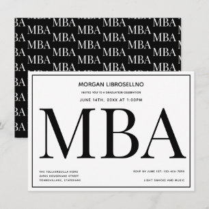 MBA graad Zwarte Witte GraduPartij Uitnodiging