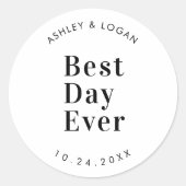 MBest Day Ever Modern Wedding Favor Ronde Sticker (Voorkant)