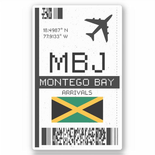 MBJ Montego Bay-instapkaart - Jamaica Travel Sticker (Voorkant)