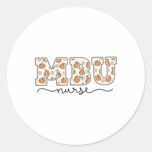 Mbu Nurse Pumpkin Fall Mother  Ronde Sticker (Voorkant)