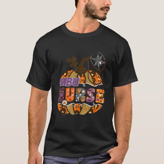 MBU Nurse Stethoscope Leopard Halloween Pumpkin Co T-shirt (Voorkant)