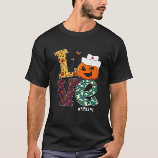 MBU Verpleegster Halloween Enge Pompoen Liefde Ver T-shirt (Voorkant)