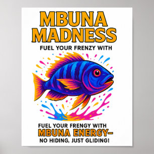 Mbuna Madness Poster – Neon Cichlid Muurkunst