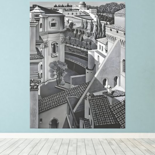 MC Escher art Canvas Afdruk (Insitu (Houten vloer))