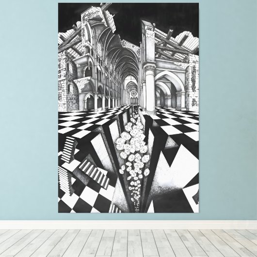 MC Escher art Canvas Afdruk (Insitu (Houten vloer))