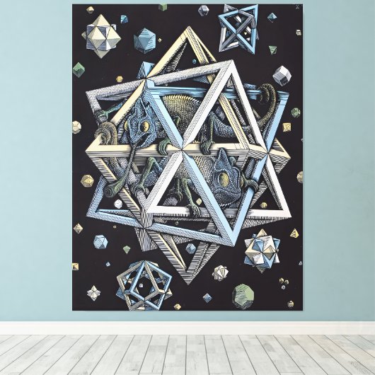 MC Escher art style Canvas Afdruk (Insitu (Houten vloer))