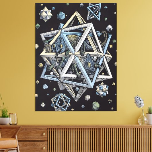 MC Escher art style Canvas Afdruk (Insitu (Woonkamer))