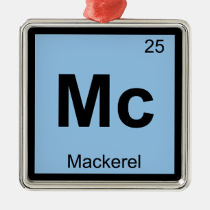 Mc - Makreel Vis Chemie Periodiek Systeem Symbool Metalen Ornament