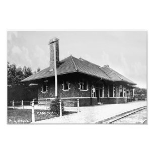 MC Railroad depot in Caro, MI Foto Afdruk