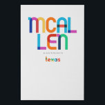 Mcallen Texas Mid Century, Pop Art, Imitatie Canvas Print<br><div class="desc">Mcallen Texas klassiek retro-terugwerpstijl vanaf de jaren '70 en '80. Heldere primaire kleuren in de abstracte kunststijl van de 20e eeuw met eenvoudige geometrische elementen.  pop kunst. Eenvoudig gedurfd,  je eigen woonplaats hardop draag.</div>