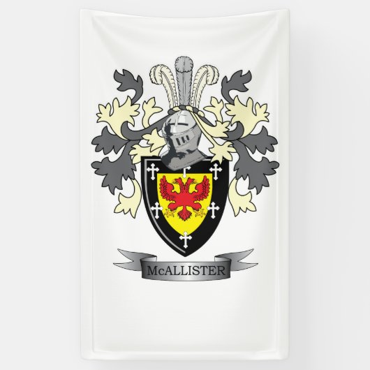 McAllister Family Crest Coat of Arms Spandoek (Verticaal)