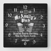 McAnally's Pub White Logo 2 Vierkante Klok (Voorkant)