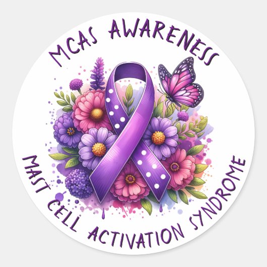 MCAS Mast Cell Activation Syndrome Awareness Ronde Sticker (Voorkant)
