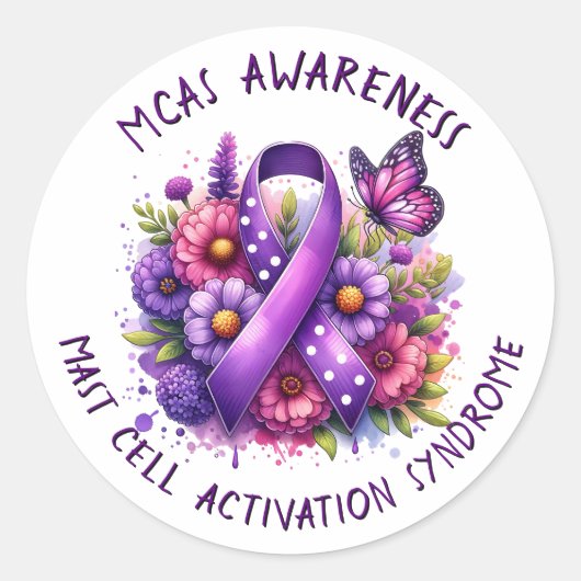 MCAS Mast Cell Activation Syndrome Awareness Ronde Sticker (Voorkant)