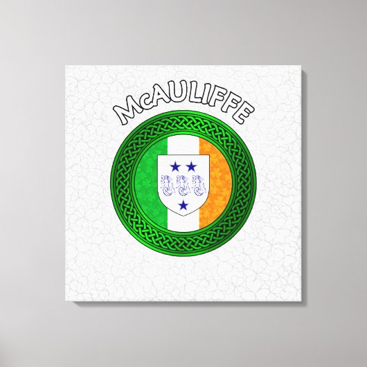 McAuliffe Crest & Celtic Knot op Shamrock Canvas Afdruk (Voorkant)