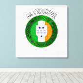 McAuliffe Crest & Celtic Knot op Shamrock Canvas Afdruk (Insitu (Houten vloer))