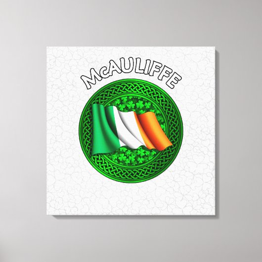 McAuliffe Crest & Celtic Knot op Shamrock Canvas Afdruk (Voorkant)