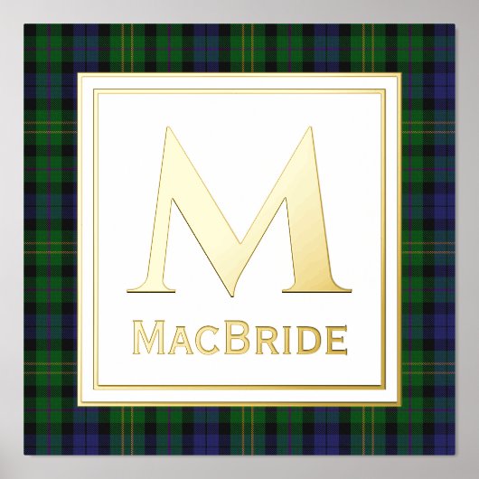 McBride Clan Tartan Pset Monogram Folie Prints (Voorkant)
