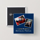 McCain/Palin blauwe knop Vierkante Button 5,1 Cm (Voorkant /achterkant)