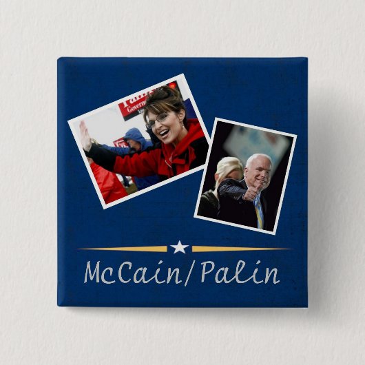 McCain/Palin blauwe knop Vierkante Button 5,1 Cm (Voorkant)