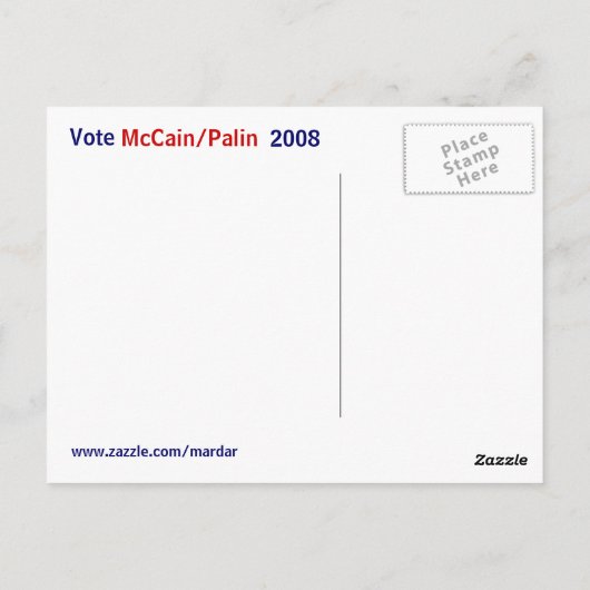 McCain/Palin-Briefkaart Briefkaart (Achterkant)