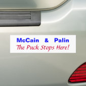 McCain   &   Palin, de Puck houdt hier op! Bumpersticker (Op auto)