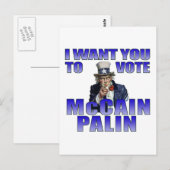 McCain Palin oom Sam Briefkaart (Voorkant / Achterkant)