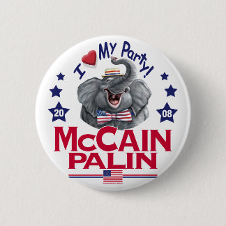 McCain Palin Republican Elephant Ronde Button 5,7 Cm