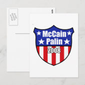 McCain Palin Shield Briefkaart (Voorkant / Achterkant)