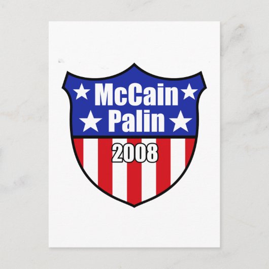 McCain Palin Shield Briefkaart (Voorkant)