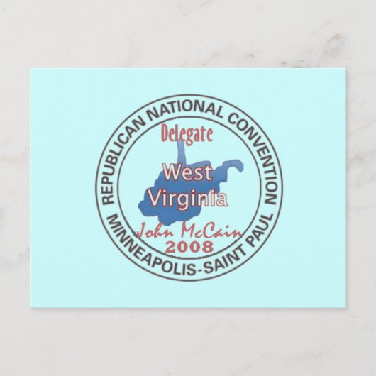 McCAIN WV RNC-Briefkaart Briefkaart (Voorkant)
