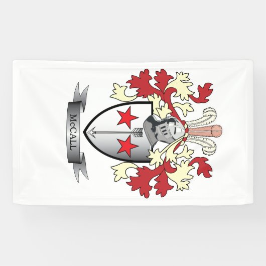 McCall Family Crest Coat of Arms Spandoek (Horizontaal)