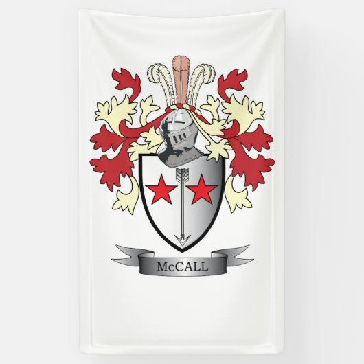 McCall Family Crest Coat of Arms Spandoek (Verticaal)