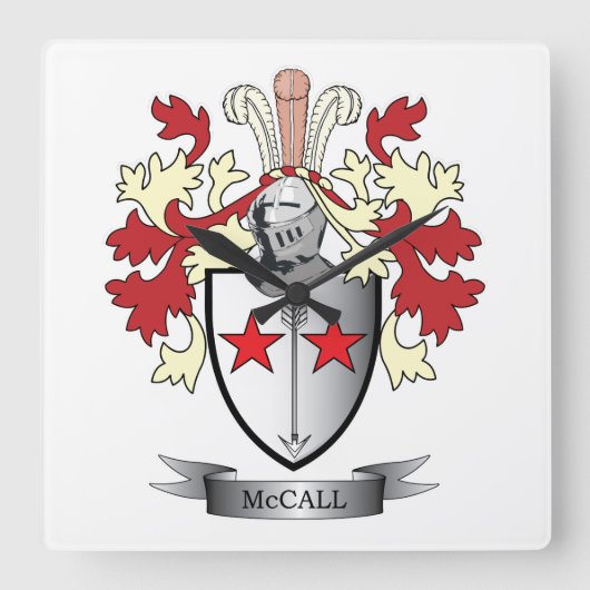 McCall Family Crest Coat of Arms Vierkante Klok (Voorkant)