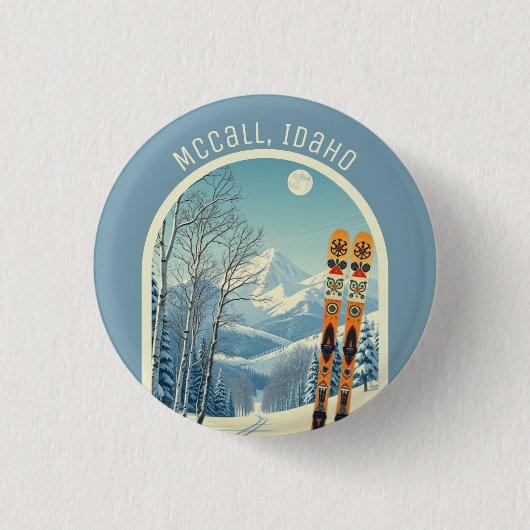 McCall Idaho skigebied souvenir Ronde Button 3,2 Cm (Voorkant)