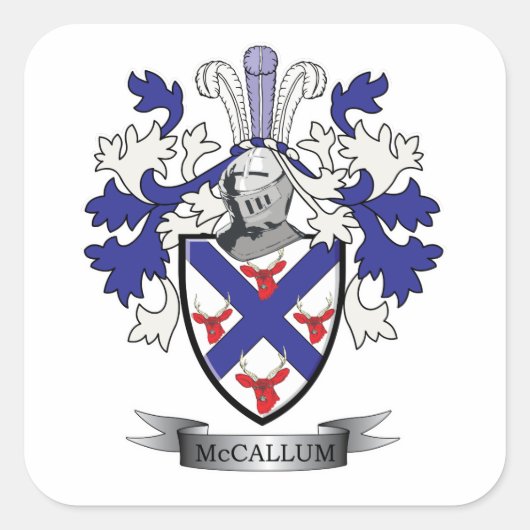 McCallum Family Crest Coat of Arms Vierkante Sticker (Voorkant)