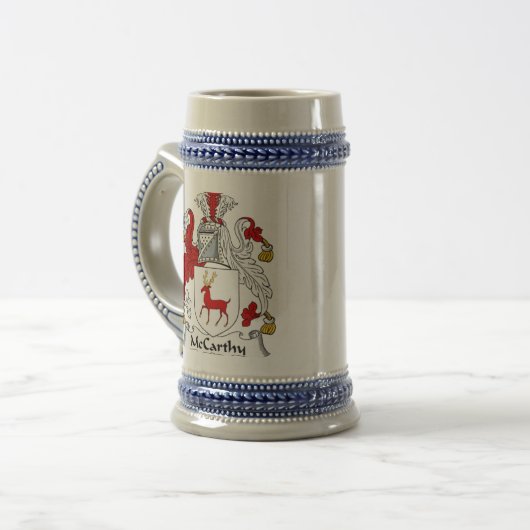 McCarthy Clan en Motto Beer Stein Bierpul (Voorkant links)